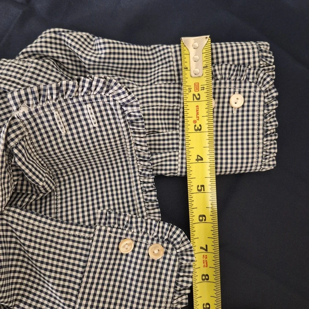 Xavier Musketeers Peter Millar XL Blouse Blue Check Gingham No Iron X Logo Ruffl - Picture 6 of 9